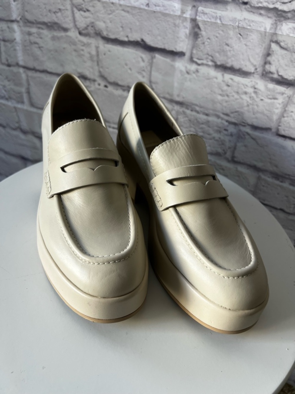 Dolce Vita Cream Leather Penny Loafers